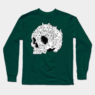 Skull of Cats Illustration Long Sleeve T-Shirt